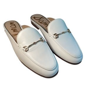 Sam Edelman White Mules with Gold Accent